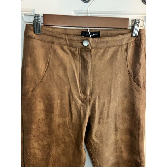 New JLUXLABEL Faux Suede Skinny Pants •S• Slim Caramel Brown Cognac $128 - Picture 4 of 12